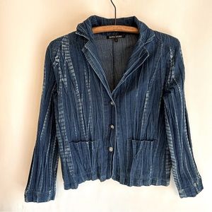 Tania Nardi~ Tie-Dye Retro Pleated Chambray Denim Jacket Top